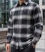 CHALLENGER BRONX — Chemise à carreaux manches longues flanelle noir/gris : la chaleur urbaine et sobre-1