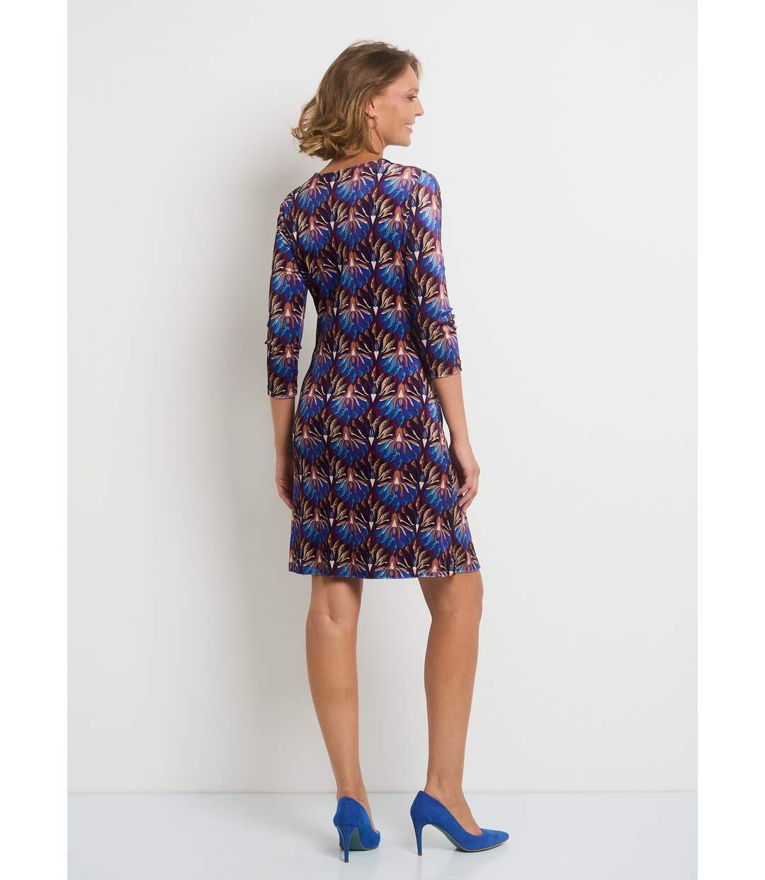 Robe en velours imprimé taille drapée-2