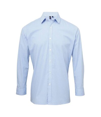 Chemise à carreaux manches longues - Homme - PR220 - bleu clair
