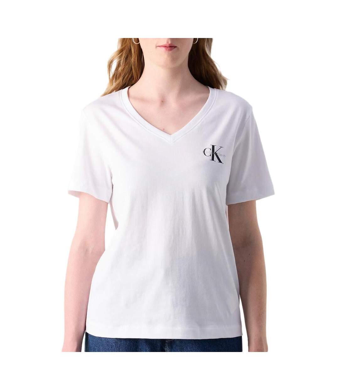 T-Shirt orange/blanc femme calvin klein jeans lv047c906g-3