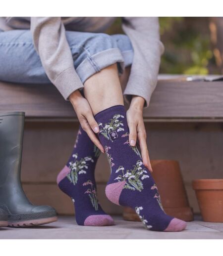 Womens Thermal Socks | Thin Floral Patterned Fleece Socks