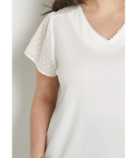 T-shirt col V plumetis manches courtes