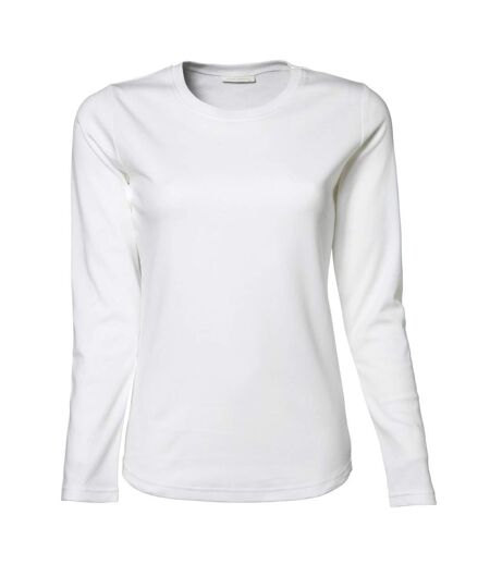 T-shirt À Manches Longues 100% Coton Femme Blanc Tee Jays
