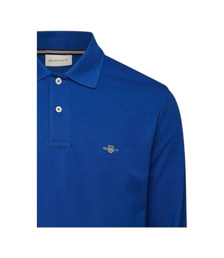 Mens Embroidered Logo Long-sleeved Polo Shirt College Navy Gant