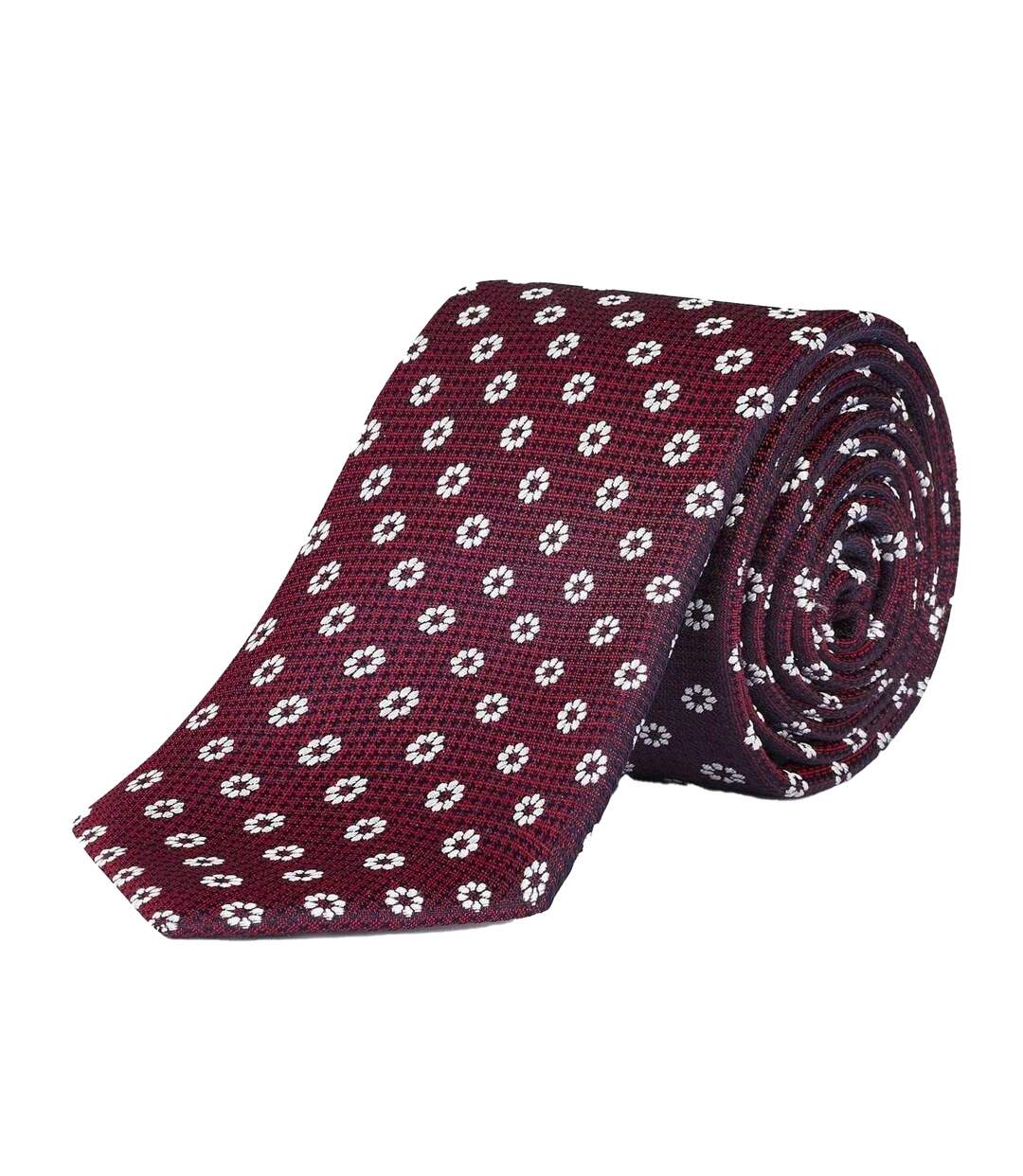 Mens Daisy Silk Twill Tie One Size Burgundy Haines And Bonner-3