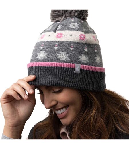 Ladies Warm Knit Fleece Lined Winter Hat with Pom Pom