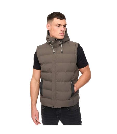 Doudoune Sans Manches Motif/style En Relief Kampleys Homme Olive Foncé Crosshatch