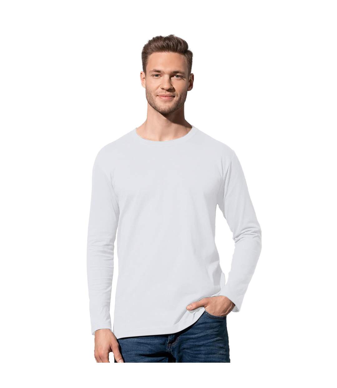 T-shirt À Manches Longues Homme Blanc Stedman-1