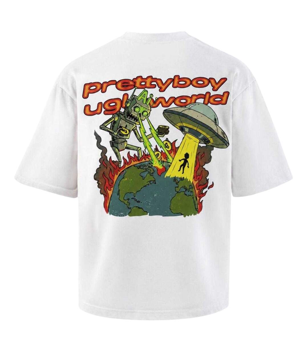 T-shirt Bitcoin Relaxed Fit Pour Hommes Blanc Pretty Boy Ugly World-2