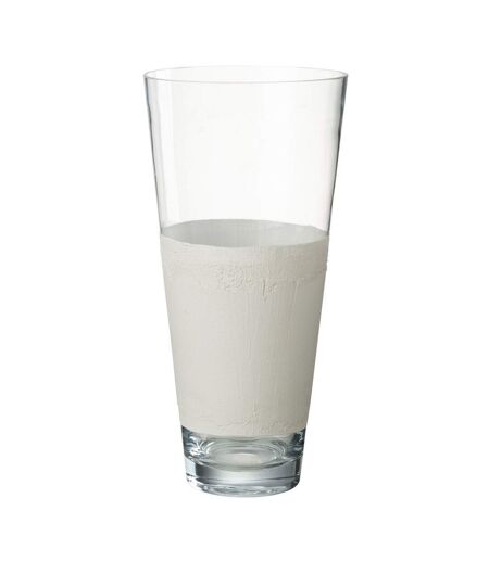 Vase Déco en Verre Delph 45cm Transparent & Blanc