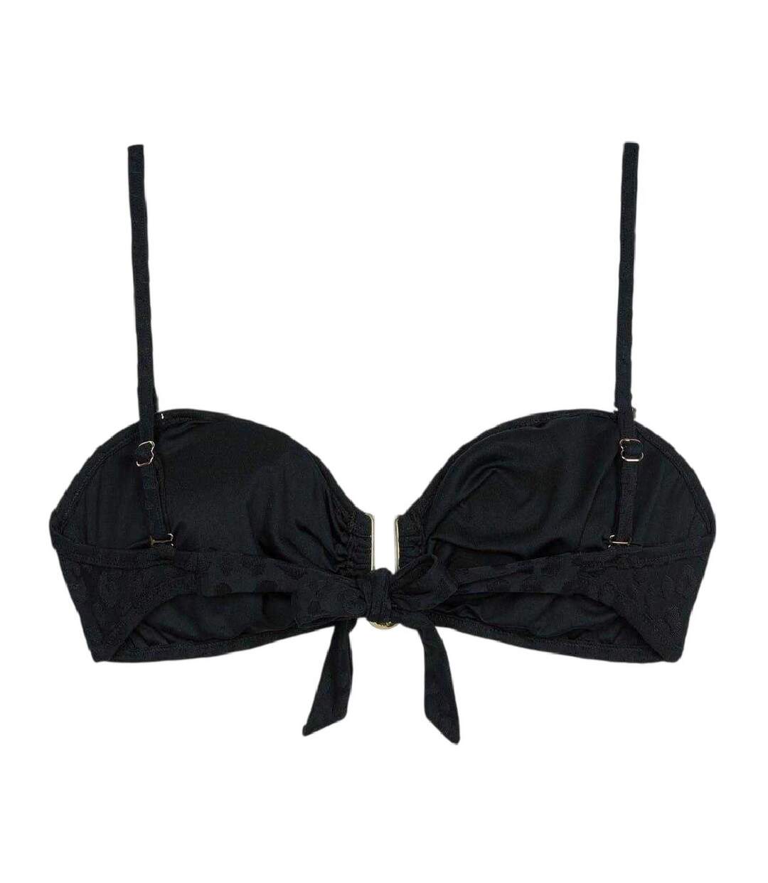 Womens/ladies Leopard Print Bikini Top Black Chelsea Peers-2