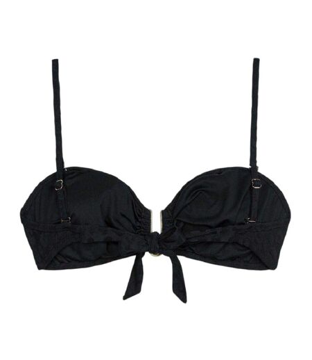 Womens/ladies Leopard Print Bikini Top Black Chelsea Peers