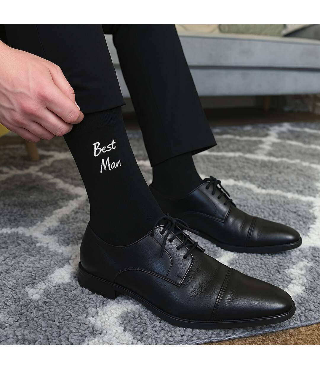 6 Pairs Mens Wedding Socks in Black and Navy with a Giftbox-4