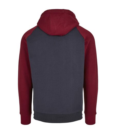 Mens Basic Raglan Hoodie Marine Bourgogne Build Your Brand