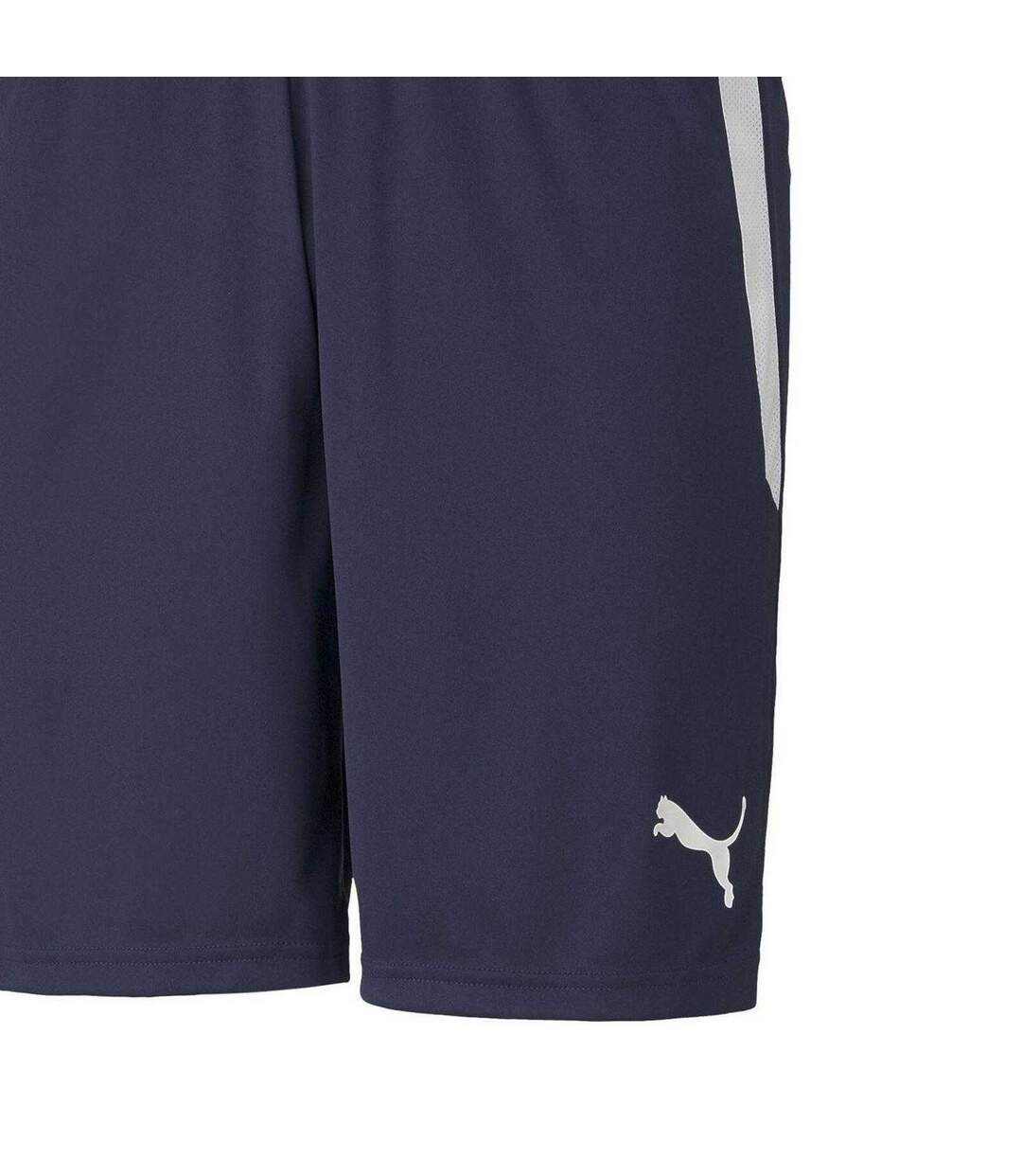 Short De Foot Motif/style Rayure Latérale Teamliga Homme Bleu Foncé Blanc Puma-3