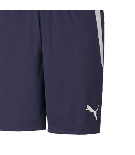 Short De Foot Motif/style Rayure Latérale Teamliga Homme Bleu Foncé Blanc Puma