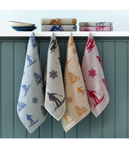 Lot de 2 torchons de cuisine toile 100% coton SKI