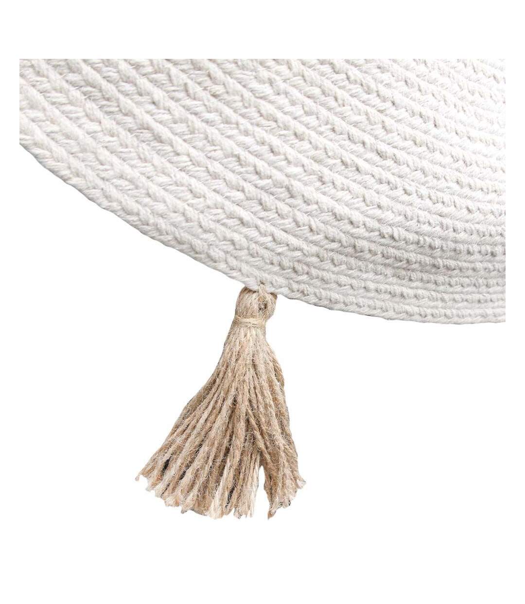 Tapis rond en coton pompons 90 cm Blanc cassé-2