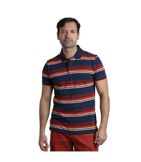 Mens sunbury stripe organic cotton polo shirt dark blue Weird Fish