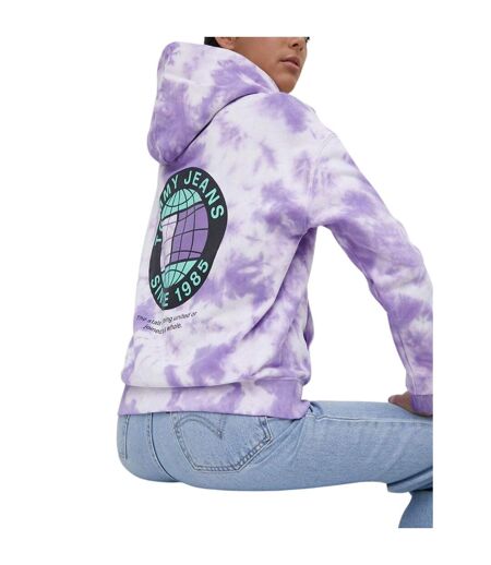 Sweat À Capuche Motif/style Tie-dye Femme Violet Blanc Tommy Jeans