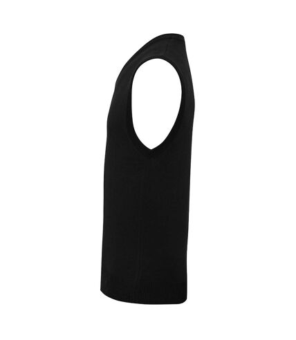 Premier Mens Sleeveless Cotton Acrylic V Neck Sweater (Black) - UTPC3107