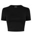 Womens/ladies Slim Workout Crop T-shirt Black USA Pro-1