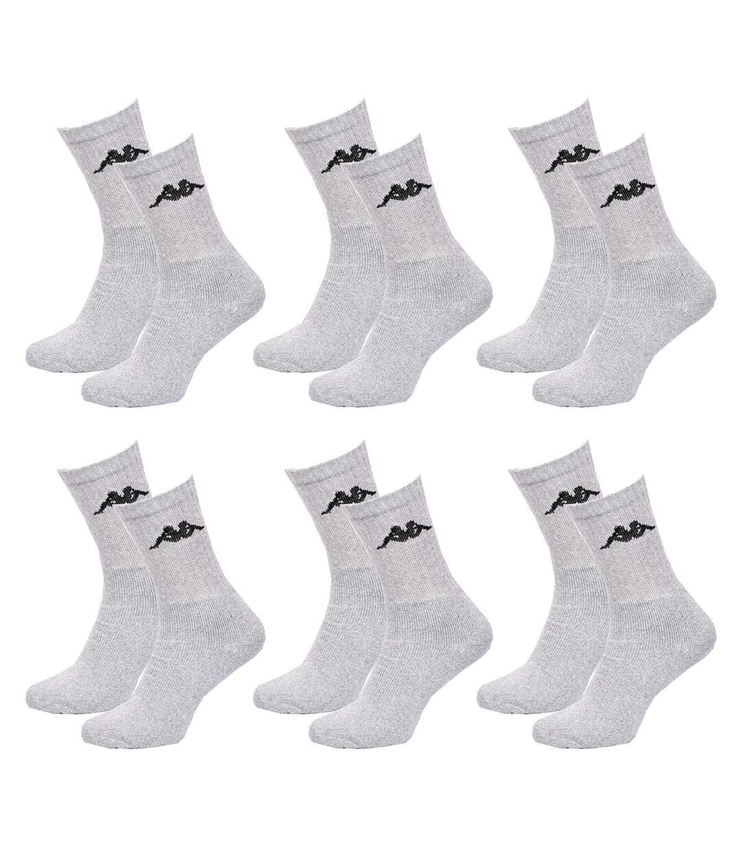 Chaussettes homme KAPPA Modèle Tennis -Assortiment modèles photos selon arrivages- Pack de 6 Paires Tennis Grises-1