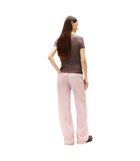 T-shirt Manches Courtes Motif/style Texte Femme Noir Marron Clair Tommy Jeans