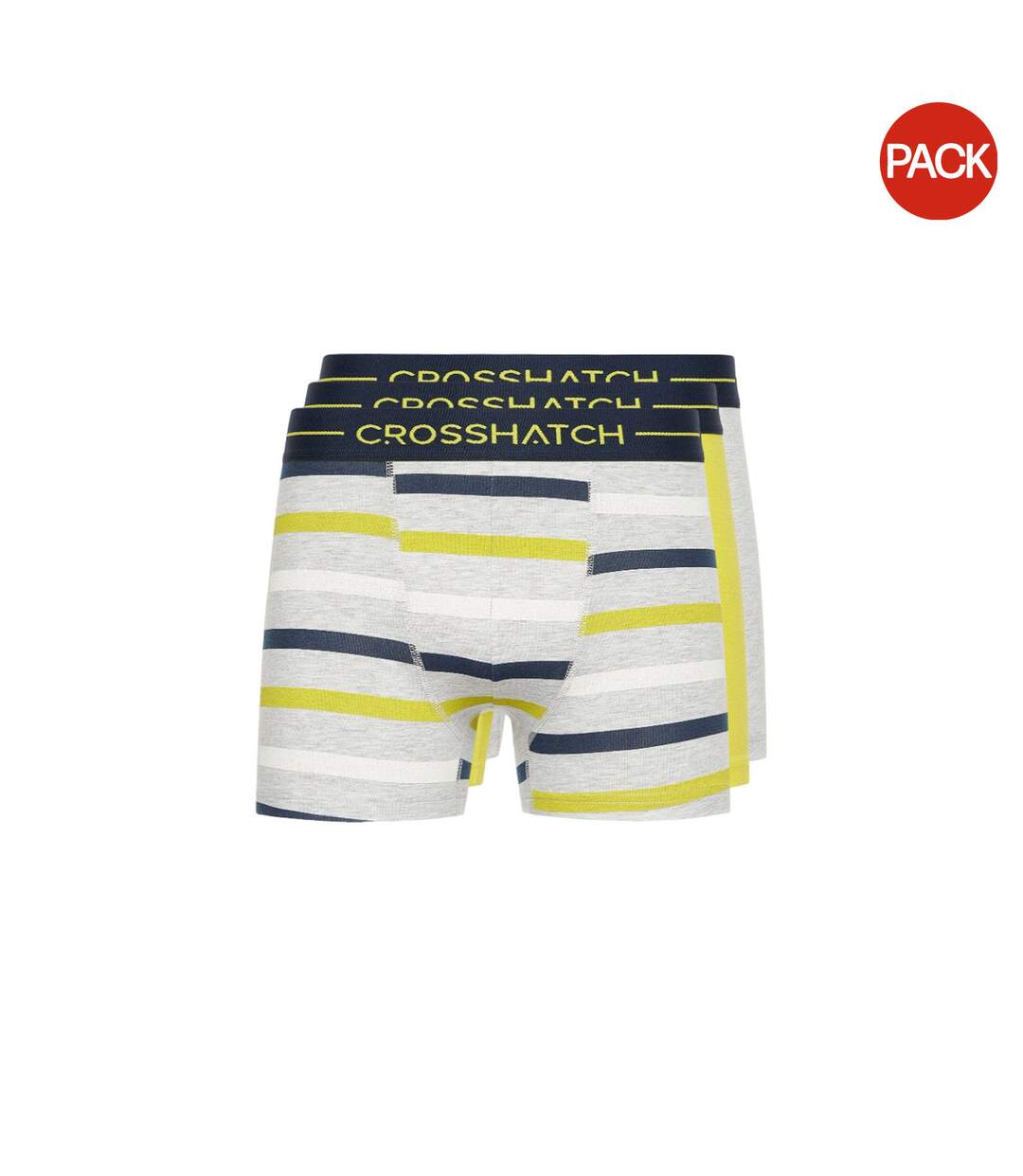 Pack Of 3  Mens Warbler Boxer Shorts  Yellow Grey Navy Crosshatch-1