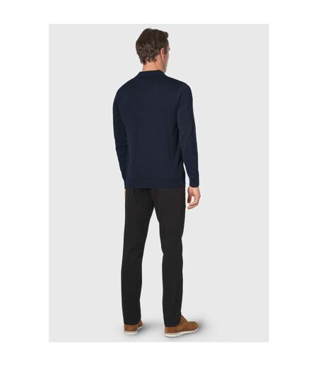 Brook Taverner Mens Casper Knitted Long-Sleeved Polo Shirt (Navy) - UTPC5220