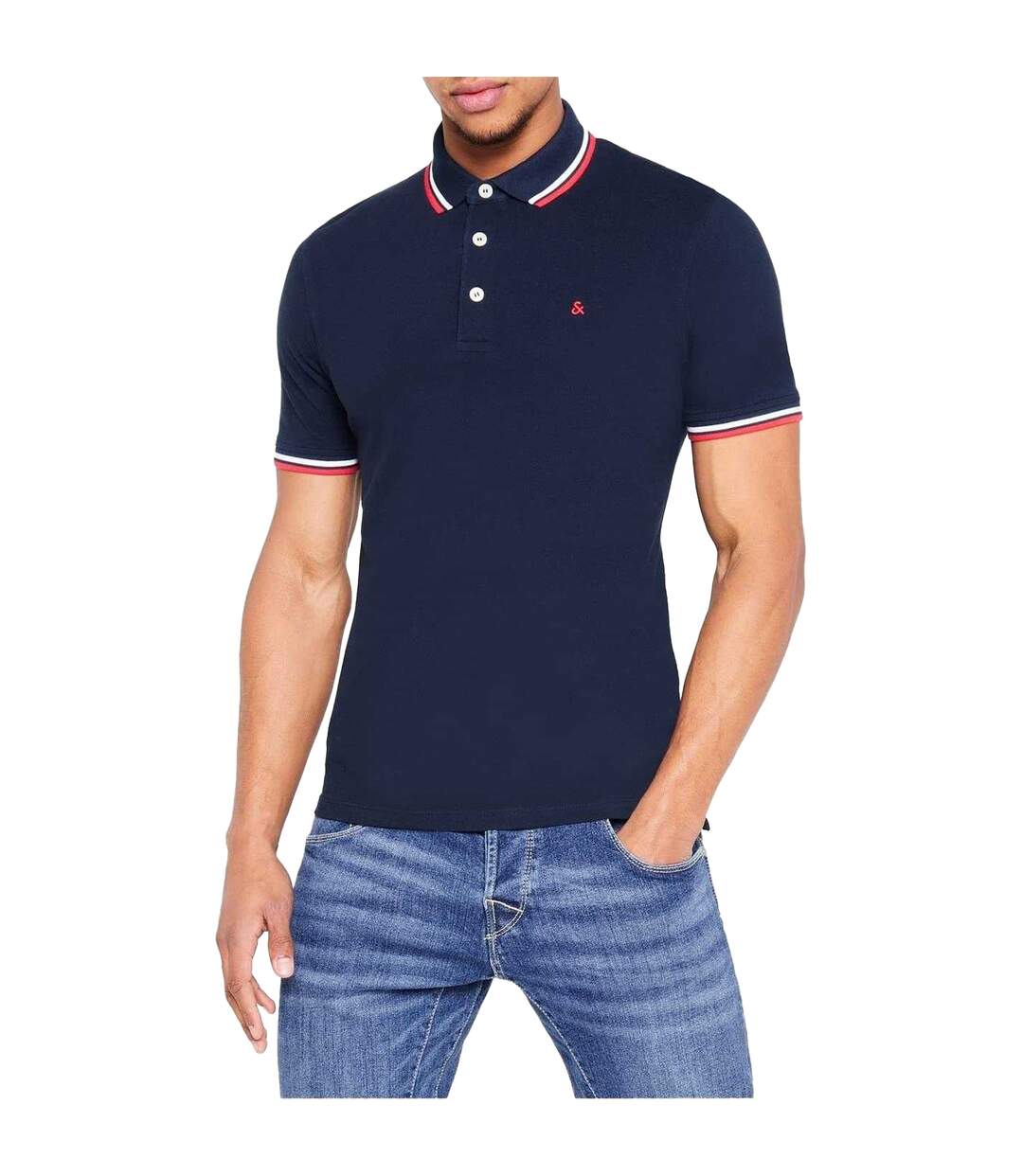 Mens Slim Short-sleeved Polo Shirt Navy Blazer Jack And Jones-4