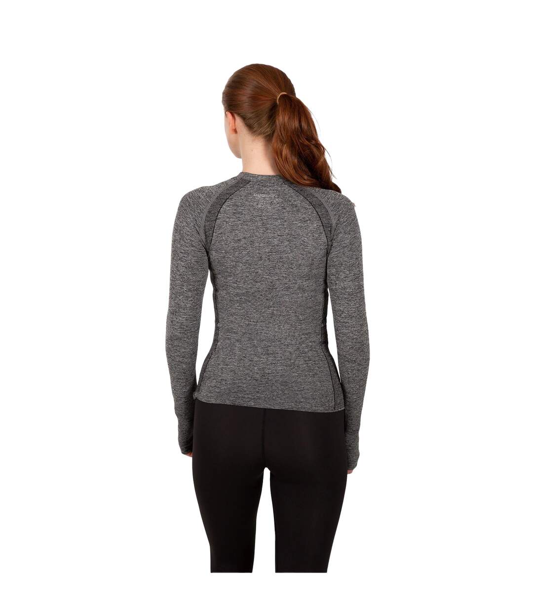 Womens/ladies Seamless Slim Base Layer Top Black Marl Trespass-2