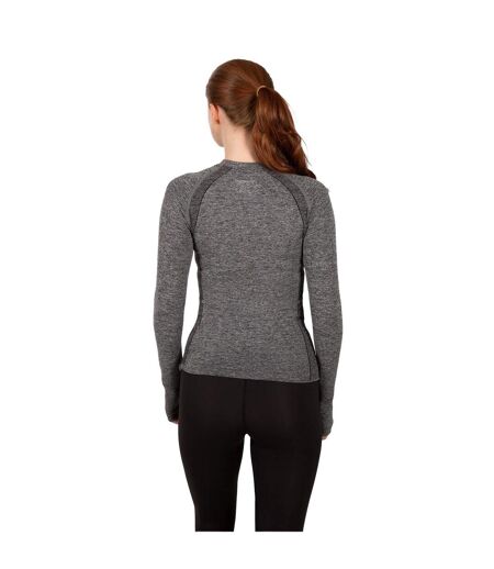 Womens/ladies Seamless Slim Base Layer Top Black Marl Trespass
