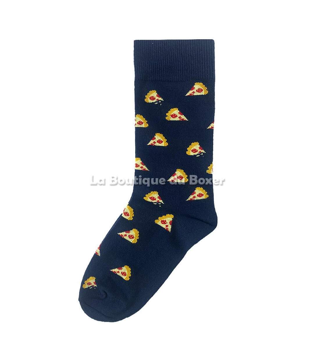 LES LIMOUSINES Chaussettes Homme Coton PAPIZZA Marine Jaune-1