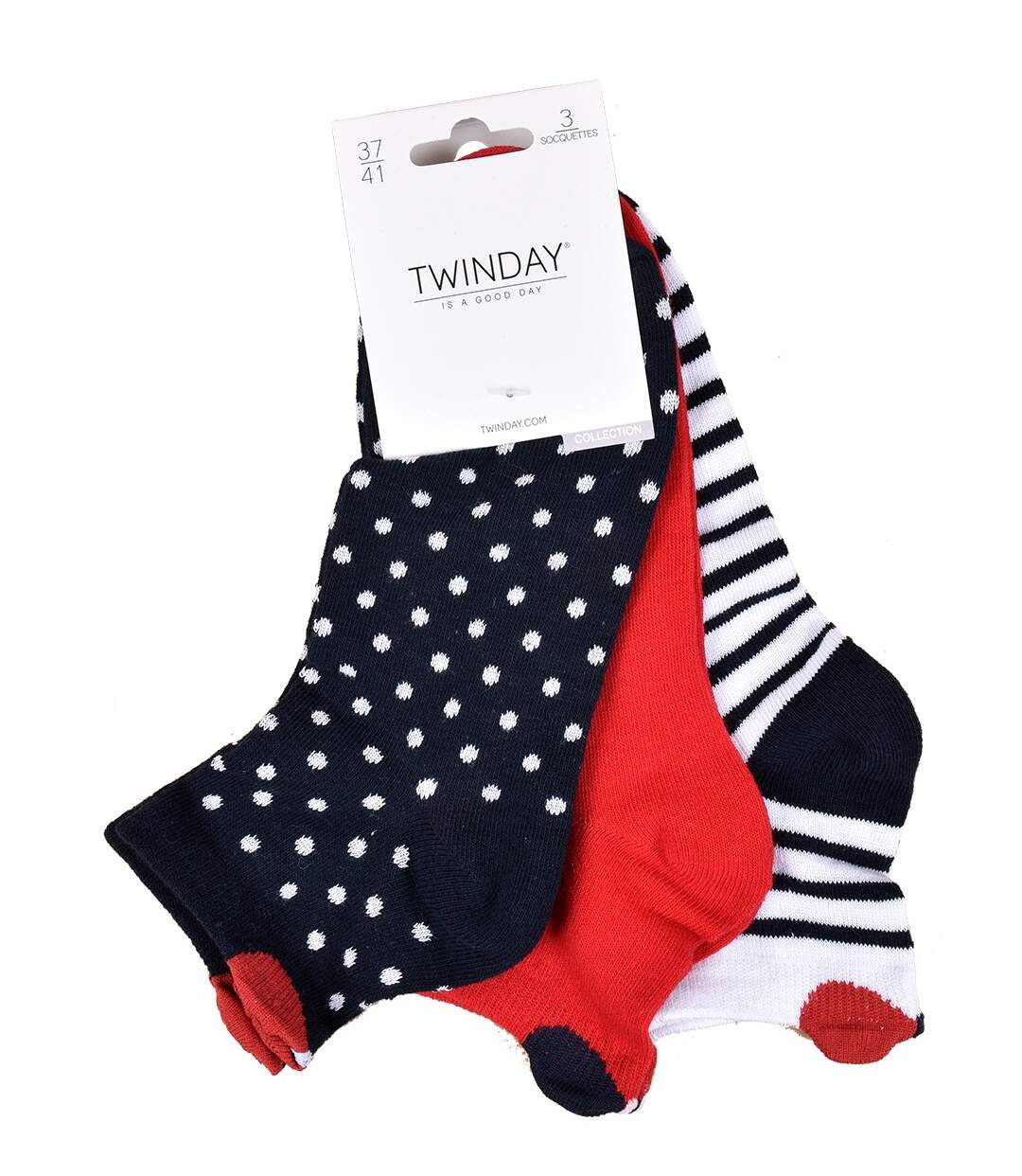 Chaussettes Courtes femme TWINDAY Qualité et Confort-Assortiment modèles photos selon arrivages- Pack de 6 Paires Noeud 3D 235064