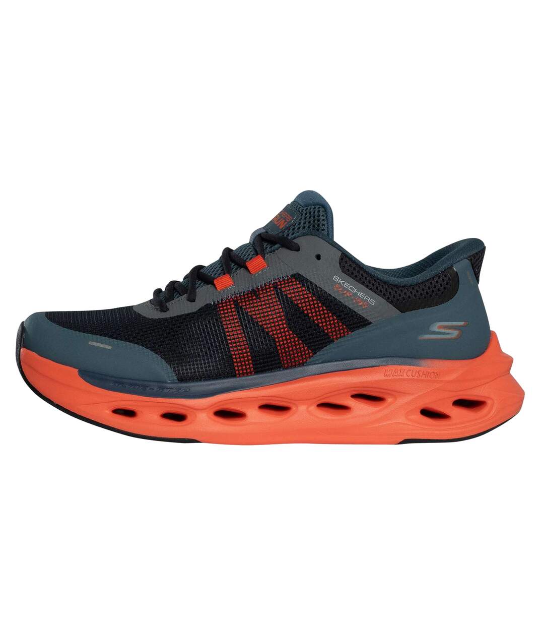 Mens max cushioning glide-step trainers navy/orange Skechers-3