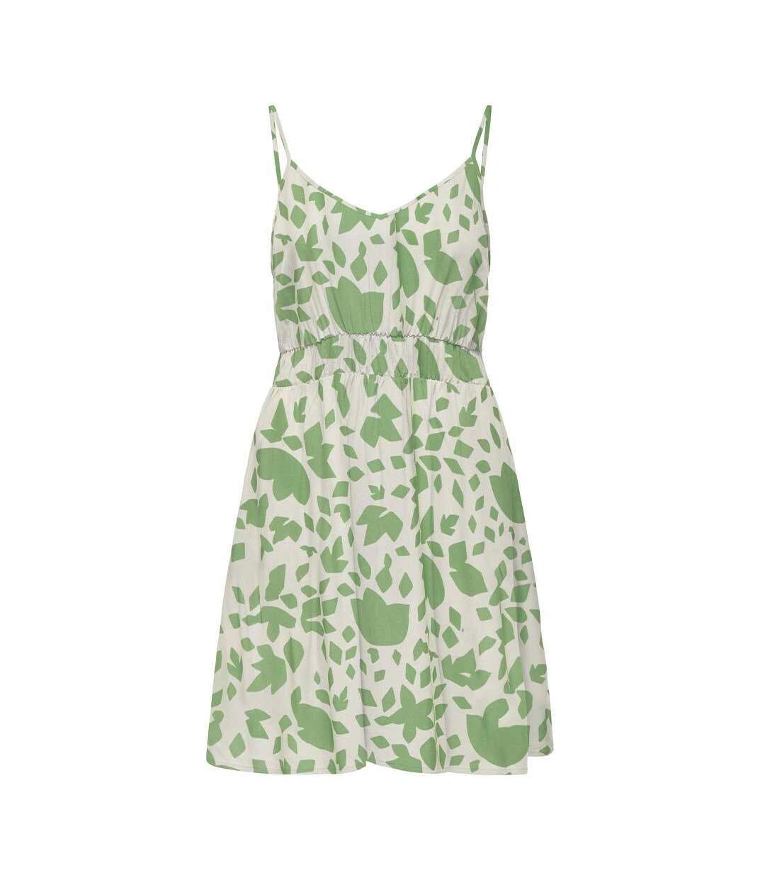 Robe beige/verte femme only selina-2