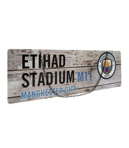 Manchester City FC Rustic Plaque (White/Black/Sky Blue) (One Size) - UTTA8046