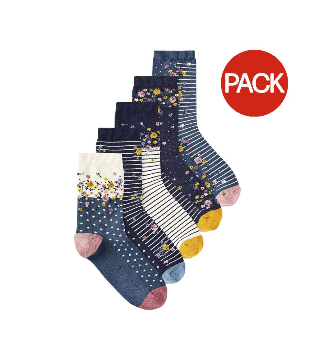 Pack Of 10  Womens/ladies Assorted Designs Cotton Socks  Multicoloured Ex Store-1
