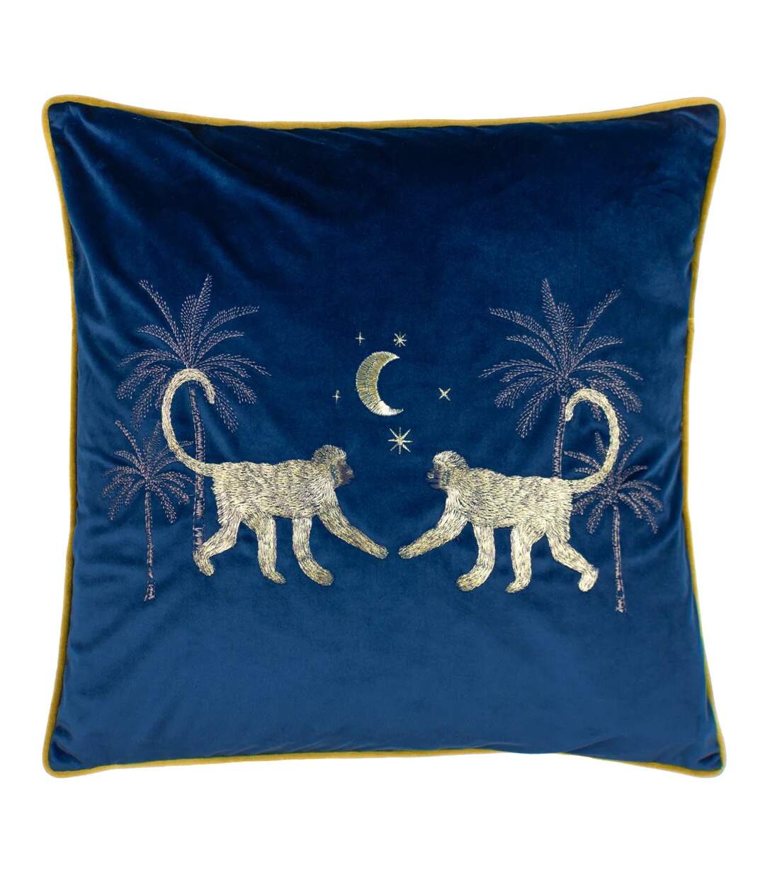 Dusk monkey cushion cover 50cm x 50cm navy Wylder-1