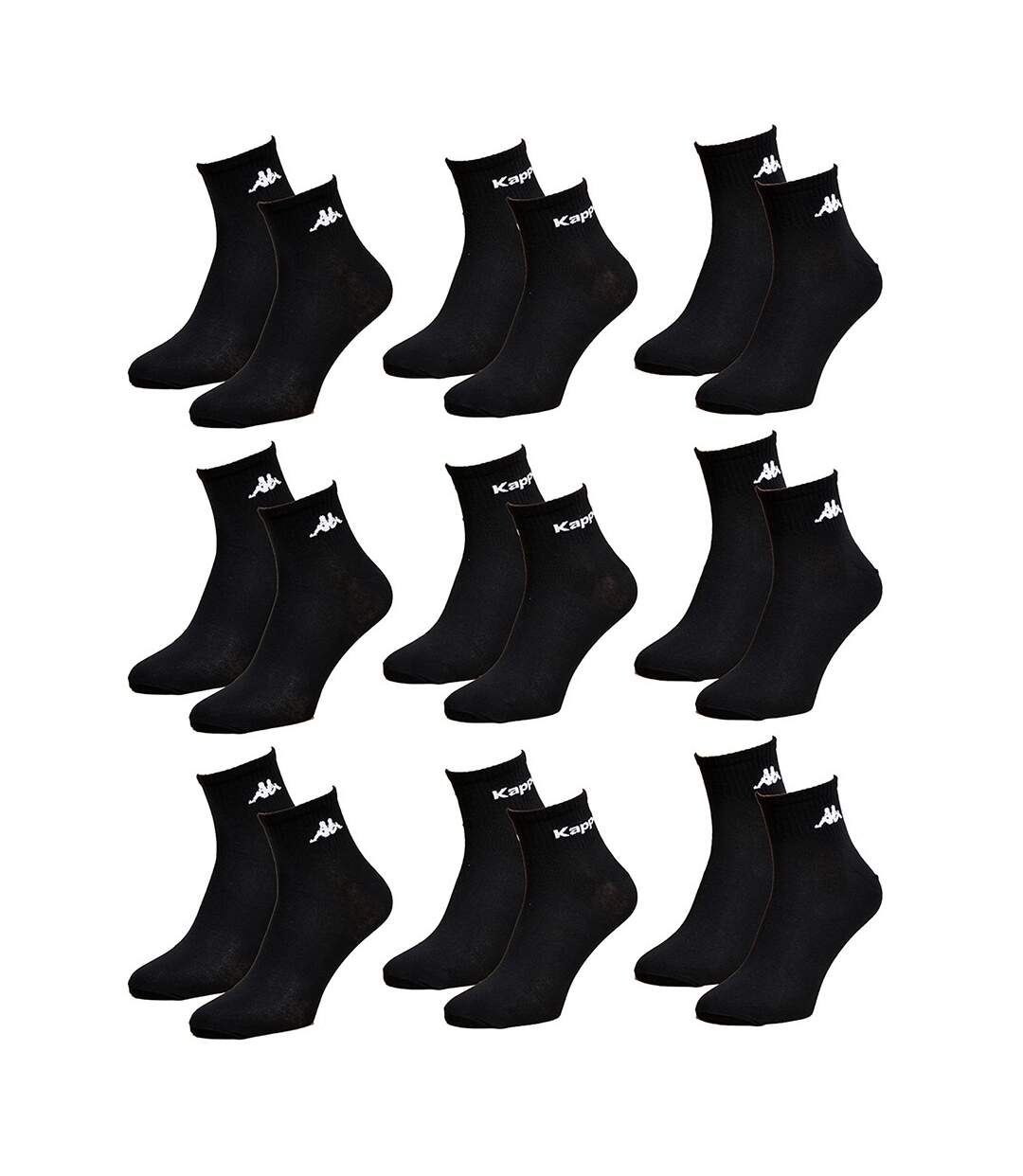 Chaussettes Femme KAPPA QUARTER Pack de 9 Paires Noires-1