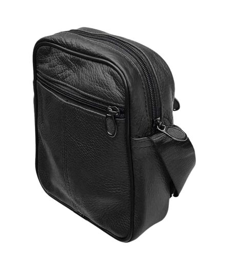 Sacoche bandoulière pour homme multi poches - CUIR vachette - Couleur noir