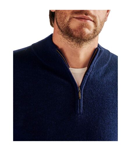 Mens Cashmere Zip Neck Jumper Navy WoolOvers