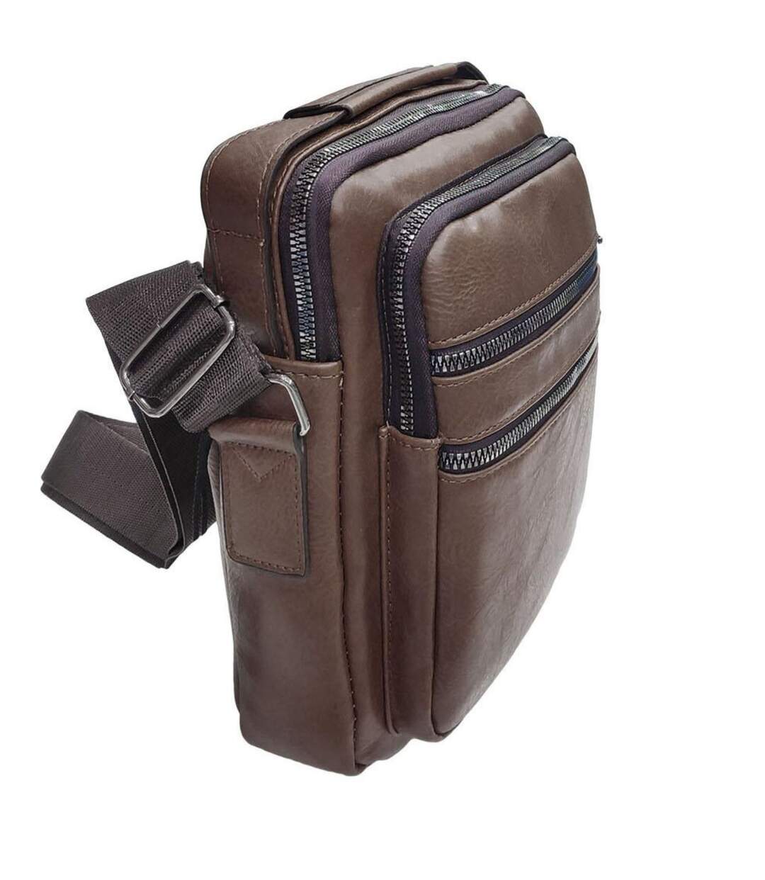 Sacoche bandoulière homme en polyuréthane - Marron - Elégance fonctionnelle pour un style urbain-2