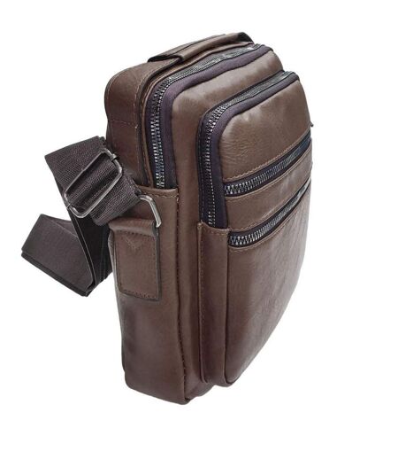 Sacoche bandoulière homme en polyuréthane - Marron - Elégance fonctionnelle pour un style urbain