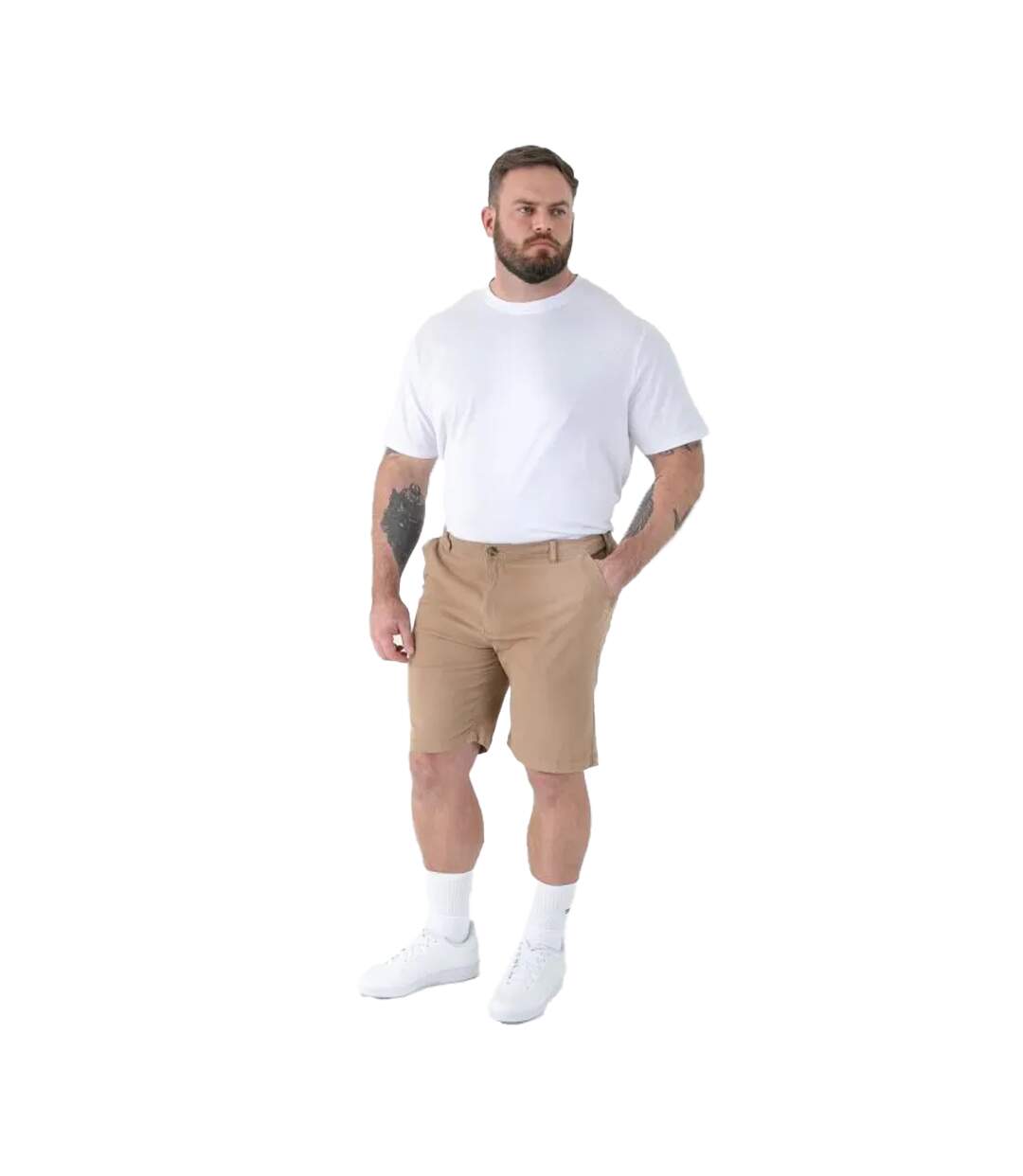 Mens Spencer D555 Stretch Elasticated Waist Kingsize Shorts Stone Duke-1