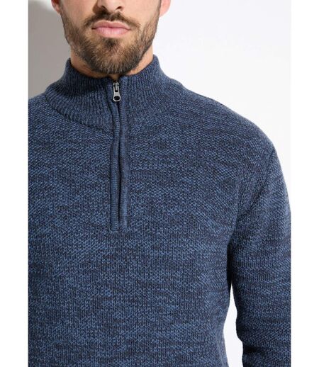 Pull col montant zippé maille chinée laine