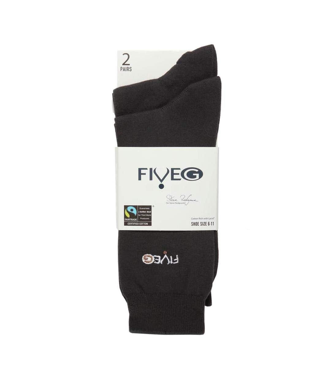 6 pairs Mens FiveG Plain Trouser Socks made with Fairtrade Cotton-2