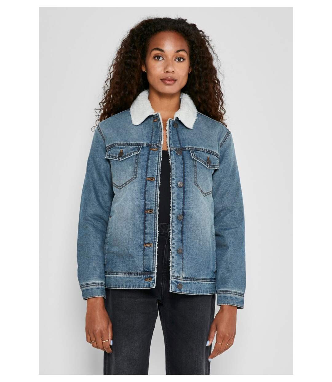 Veste sherpa en denim-2