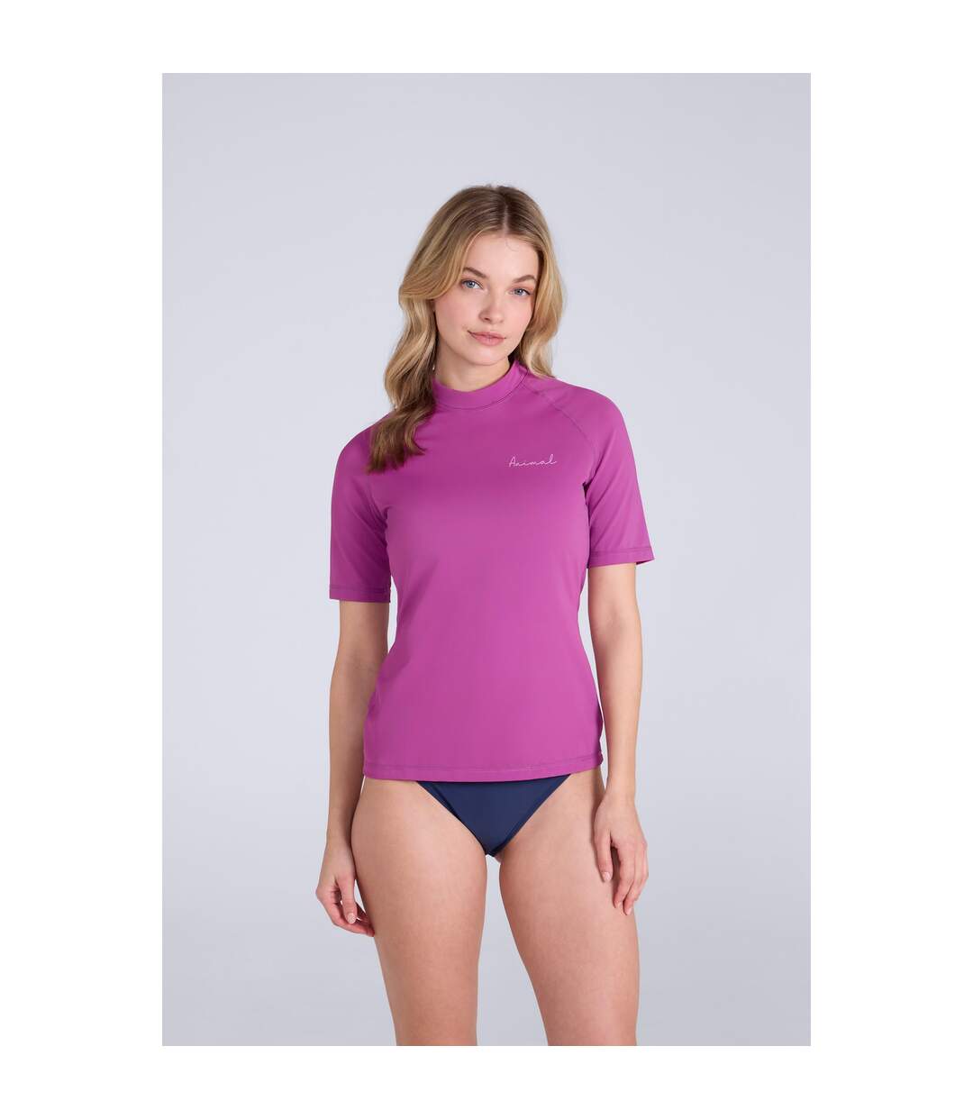 Womens/ladies Daisy Logo Recycled Rash Guard Purple Animal-1